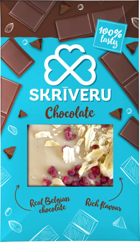 Valge šokolaad ananasside ja vaarikatega 90g
