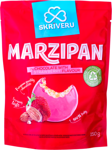 Martsipan maasikamaitselises šokolaadis 150g