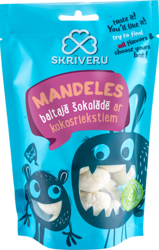 Mandlid valges šokolaadis kookoshelvestega, 120 g