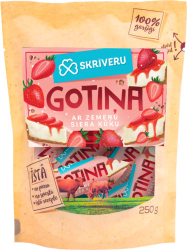 Piimakomm “Skrīveru Gotiņa” maasika-juustukoogiga, 250 g