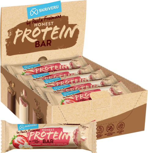 Maasika proteiinibatoon valges šokolaadis 45g x 15tk.